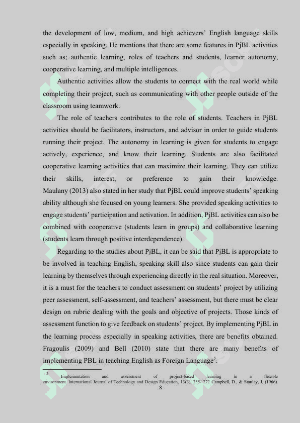 Incorporating Project-Based Learning in teaching speaking skills to 10th graders. 8