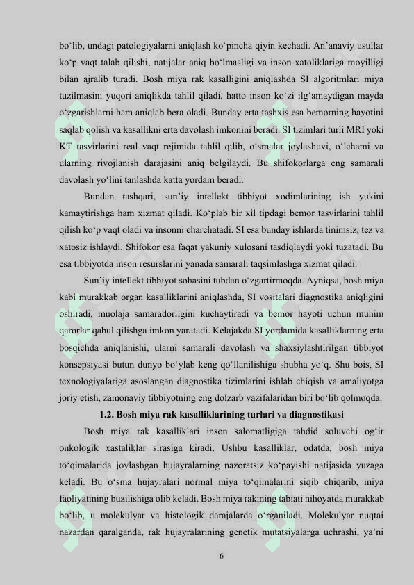 Sun’iy intellekt dasturiy vositalari asosida bosh miya rak kasalligini aniqlash dasturini ishlab chiqish 6