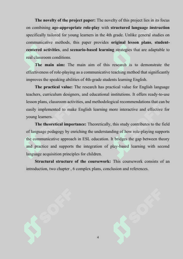 Role-playing as a method to develop speaking skills in teaching English to 4th graders. 4