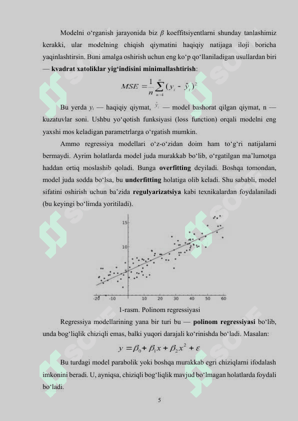 Regressiya masalalarida regulyarizatsiya funksiyasini qo‘llash 5