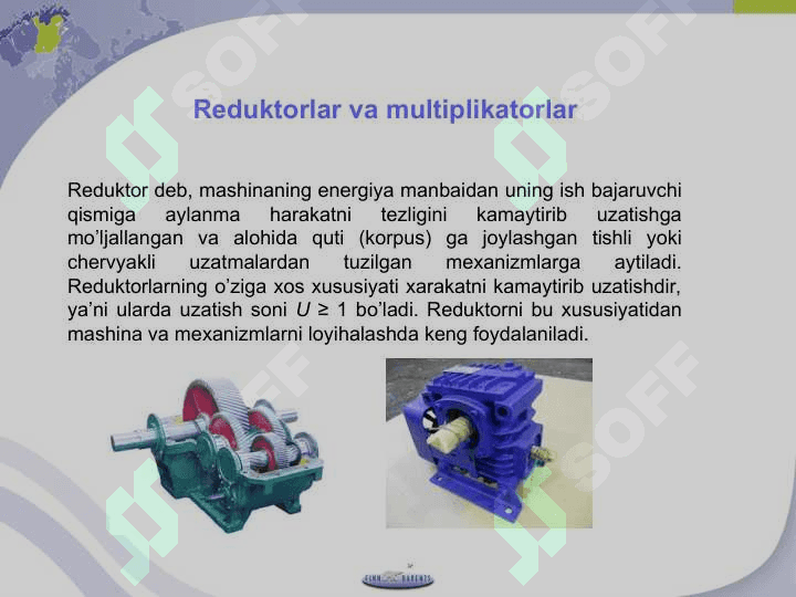 REDUKTORLAR VA ULARNING TURLARI 2