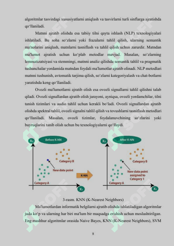 Sun’iy intellektda usullari yordamida ma’lumotlarning informatik belgilarini ajratib olish algoritmini ishlab chiqish 8