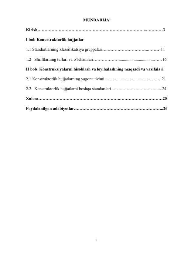 KONSTRUKTORLIK HUJJATLARI TURLARI 1