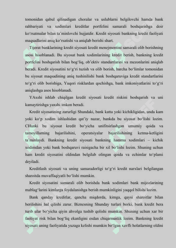 KREDITLASH JARAYONLARI VA ULARNING BOSQICHLARI 5