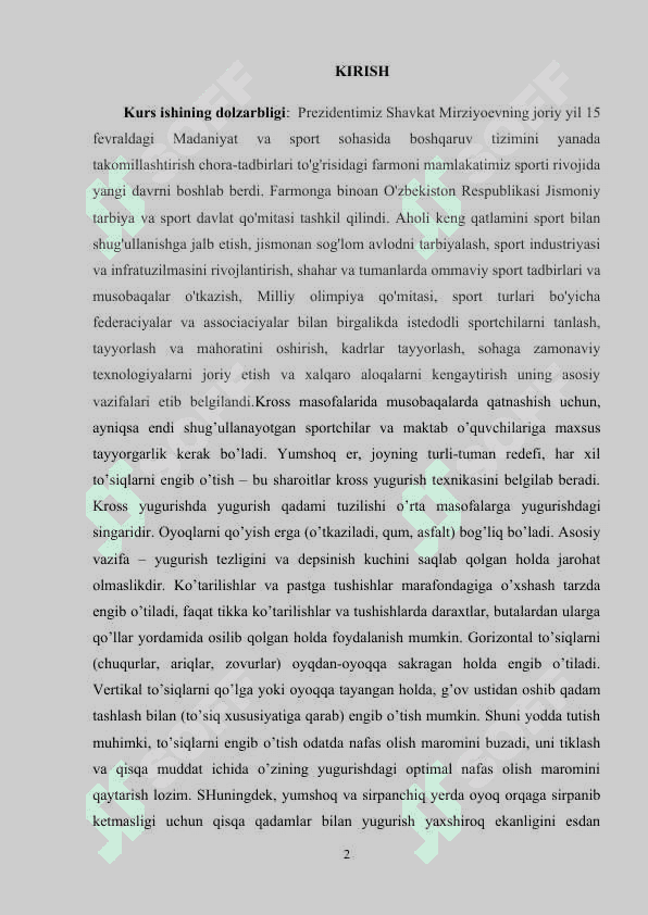 Kross yugurishlari bo'yicha musobaqalarga tayyorlash 2