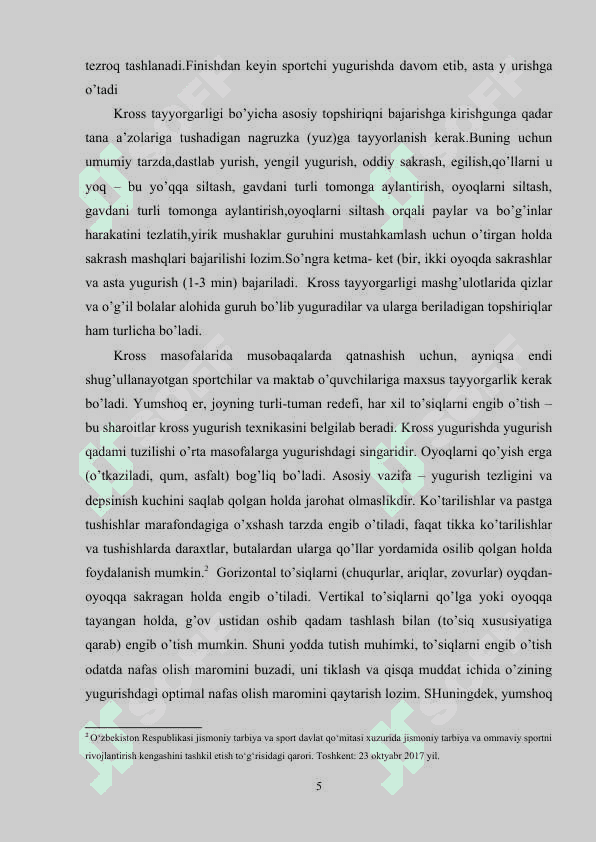 Kross yugurishlari bo'yicha musobaqalarga tayyorlash 5