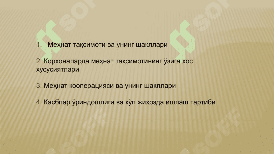 Меҳнат тақсимоти ва кооперацияси 2
