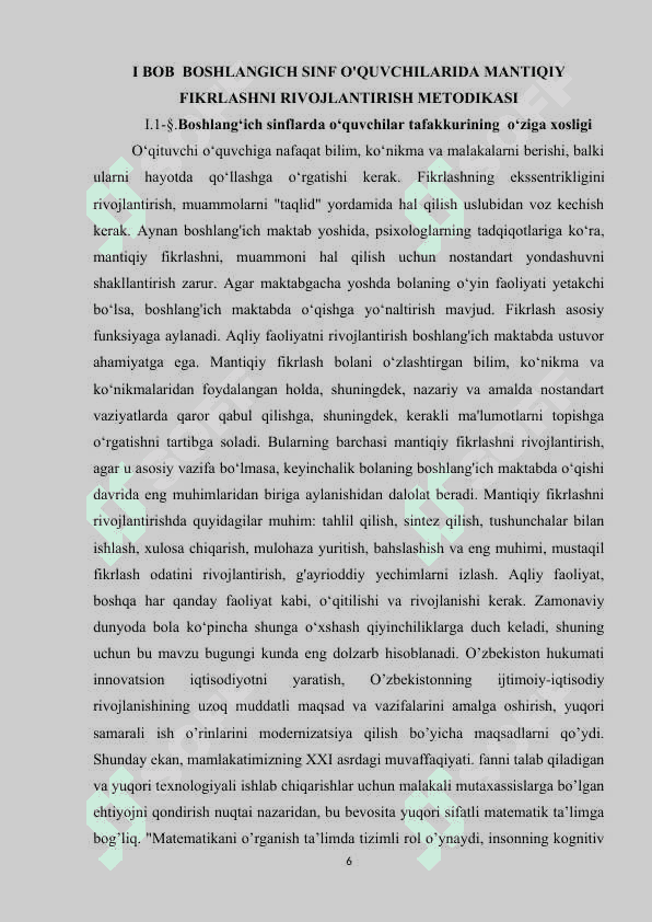 BOSHLANG'ICH SINF O`QUVCHILARINING MANTIQIY TAFAKKURINI O`STIRISH MASALALARI 5