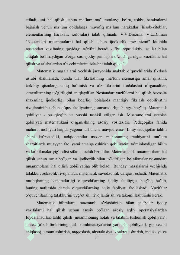 BOSHLANG'ICH SINF O`QUVCHILARINING MANTIQIY TAFAKKURINI O`STIRISH MASALALARI 7
