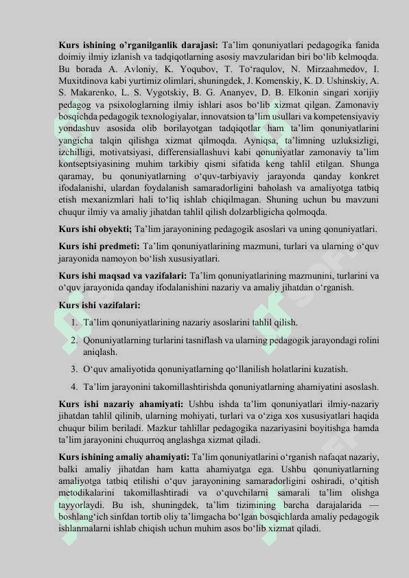 Ta’lim qonuniyatlarning o’ziga xosligi 3