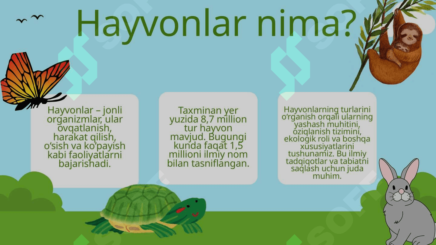 Hayvonlarning turlari 2