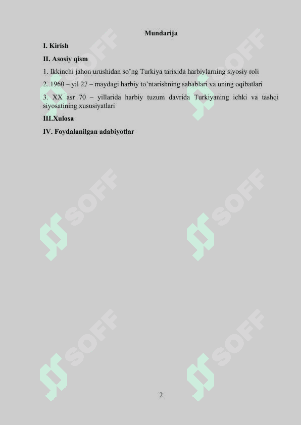 TURKIYA XX ASRNING 60-70- YILLARIDAGI HARBIY TUZUM DAVRIDA 2