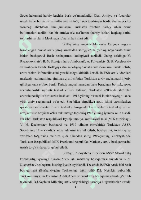 Sovet Ittifoq davrida arxiv ishi tarixi 6