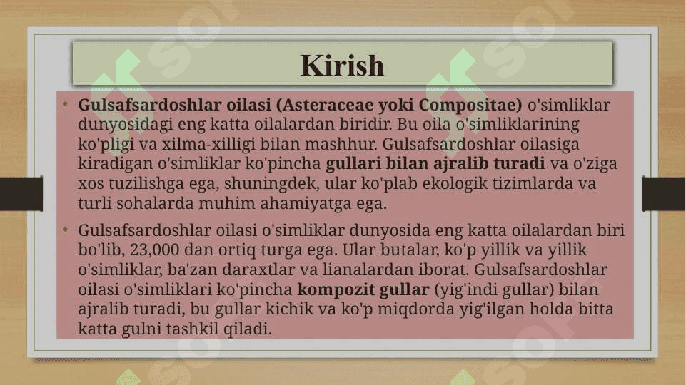 Gulsafsardoshlar oilasi 2