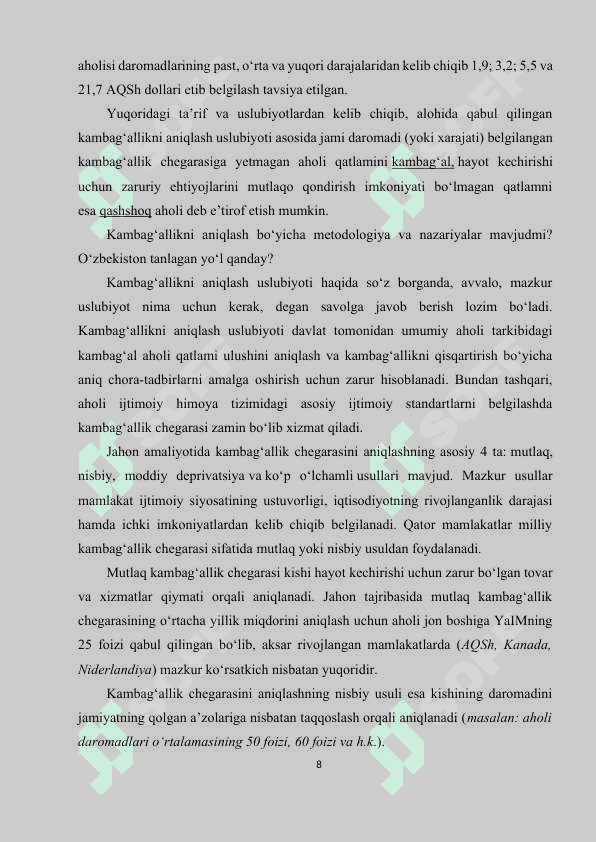 Jahonda (Osiyo davlatlari)da kambag‘allik va qashshoqlikning kamayishi 8