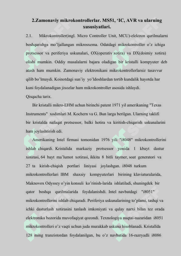 Bir kiristal sakkiz va o‘n olti razryadli mikroprotsessorlar 7