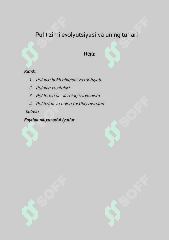 Iqtisodiyotda tovar va pul 2