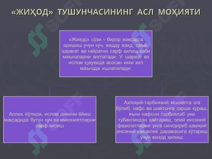 Соғлом ва маърифий мазмунга эга бўлган соф исломий тушунчаларнинг ғаразли мақсадларда талқин этилиши: диний-экстремистик оқим ва норасмий диний жамоаларларнинг айрим даъволарига 6