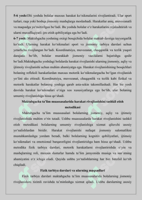 Maktabgacha yoshdagi bolalarni maktabgacha ta’lim muassasalarida 6