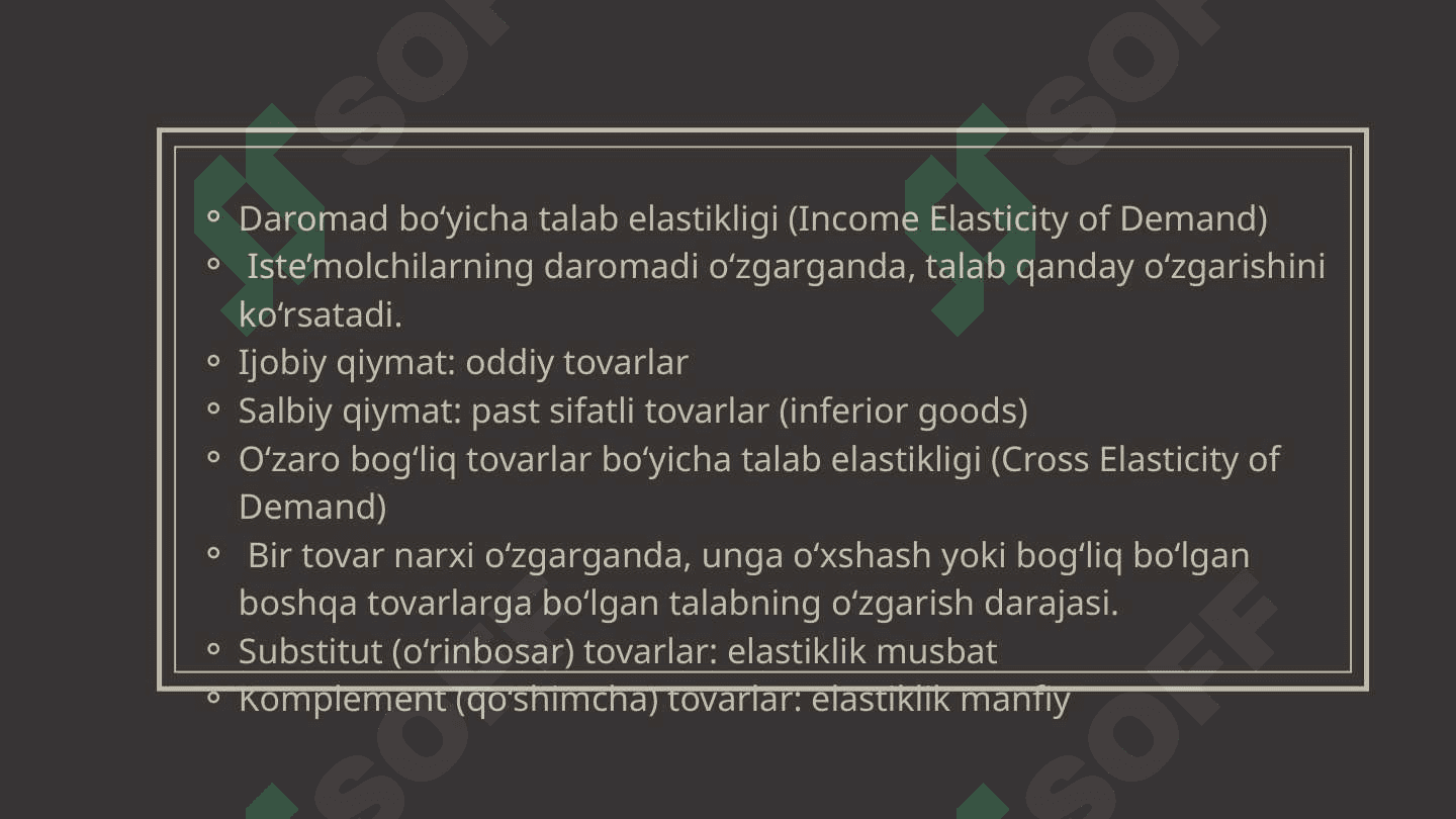 Mavzu: Talab va taklif  elastikligi . 3