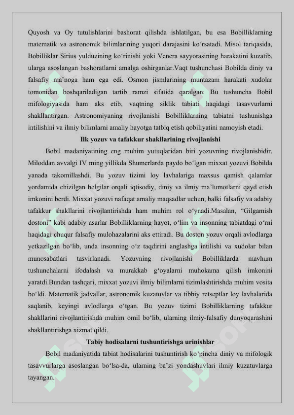 Qadimgi Misr va Bobilda dunyo haqidagi ilmiy tasavvurlarning paydo bo’lishi 25 6