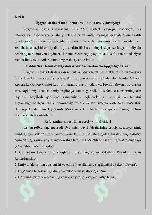 Uyg’onish davri falsafasining xususiyatlari 25 2