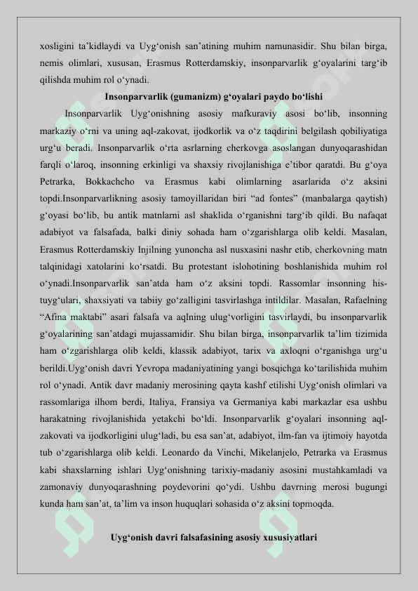 Uyg’onish davri falsafasining xususiyatlari 25 5