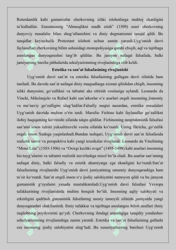 Uyg’onish davri falsafasining xususiyatlari 25 8