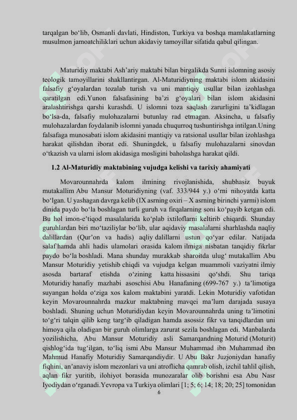 Abu mansur Al Moturidiy ilmiy merosi 6