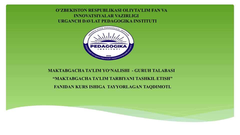 O'yin bola faoliyatining asosiy turi sifatida 1
