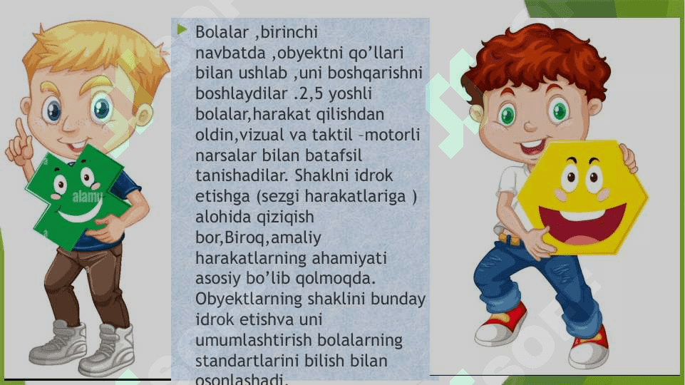 Turli yoshdagi bolalarda predmetlar shakli va ularning qismlarni tahlil qilish mashq qildirish mashg'ulot ishlanmasini tuzish. 4