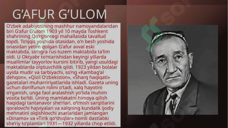 G’afur G’ulomning bolalar uchun yozilgan she’rlarida ilgari surilgan  g’oyalar Q.Muhammadiy she’riyatida tabiat munosabat, poetik obrazning o’rni hamda ahamiyati 4