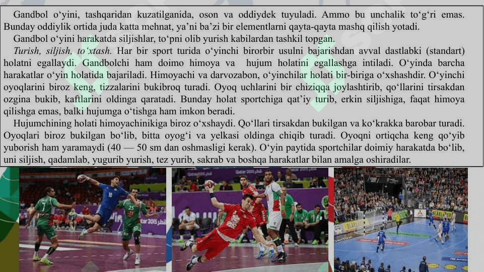 Gandbol o'yinida tayyorgarlik turlarining  o'rni va ahamiyati 3