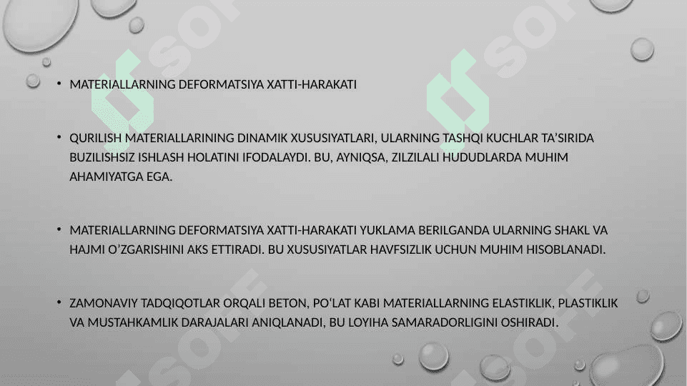 Qurilish materiallarining dinamik xususiyatlari 4