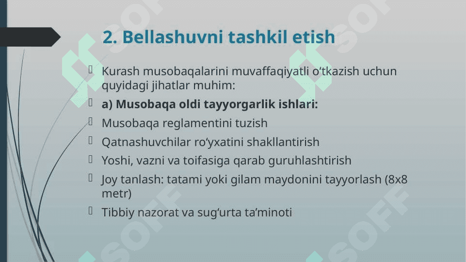 Bellashuv tashkil etish va hakamlik qilish (Kurash) 3