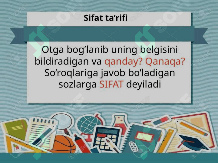 sifat so'z turkumi 4