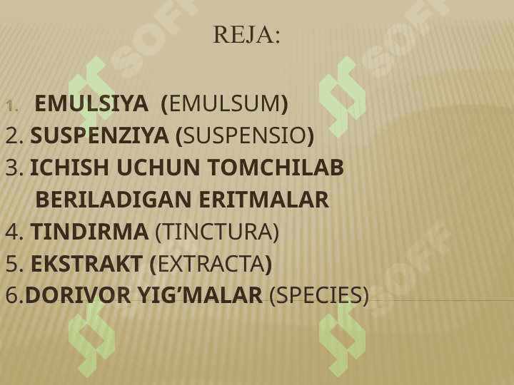 Emulsiyalar, tomchilar, tindirma, ekstraktlar vain’yeksiya dori vositalariga retsept yo`zish pptx 2