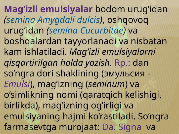 Emulsiyalar, tomchilar, tindirma, ekstraktlar vain’yeksiya dori vositalariga retsept yo`zish pptx 5