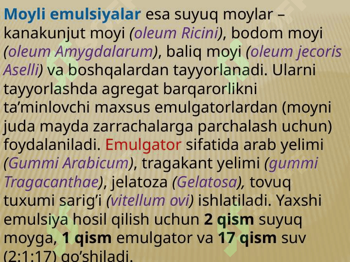 Emulsiyalar, tomchilar, tindirma, ekstraktlar vain’yeksiya dori vositalariga retsept yo`zish pptx 8