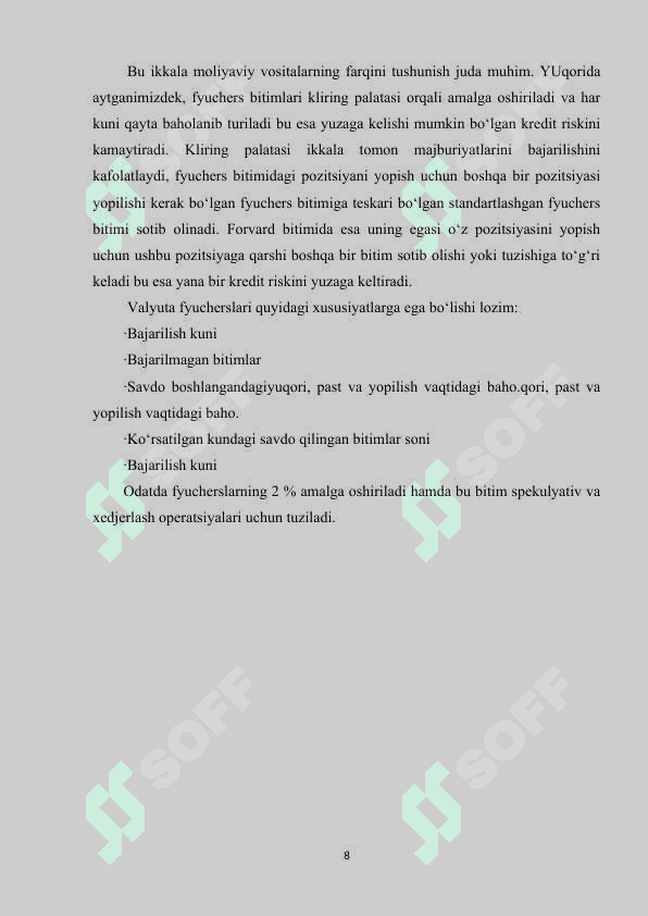 FYUCHERS SHARTNOMALARINI AMALIY XOLATI TAXLILINI OʻRGANISH 8
