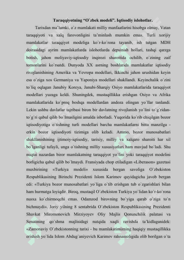 Mustaqillik yillarida O`zbekistondagi ijtimoiy-iqtisodiy taraqqiyot.doc 2