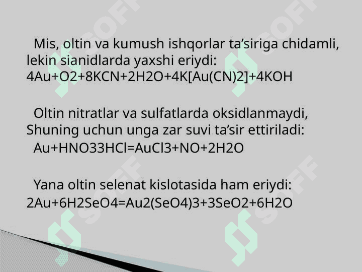 11-guruh elementlari . Mis va uning birikmalari 3