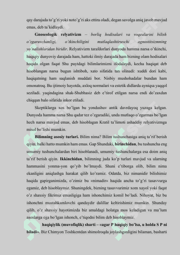 BILISH FALSAFASI (GNOSEOLOGIYA) 6