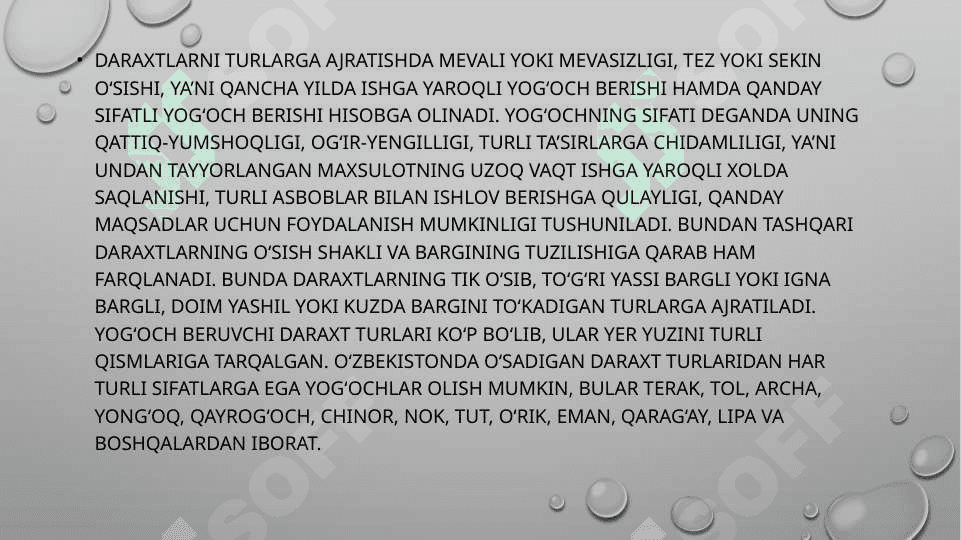 YOG‘OCH TURLARI VA UNING XUSUSIYATLARI.YOG‘OCHLARNI ISHLOV BERISHDA REJALASH.YOG‘OCH MATERIALLARIGA ISHLOV BERISH DASTGOHLAR 4