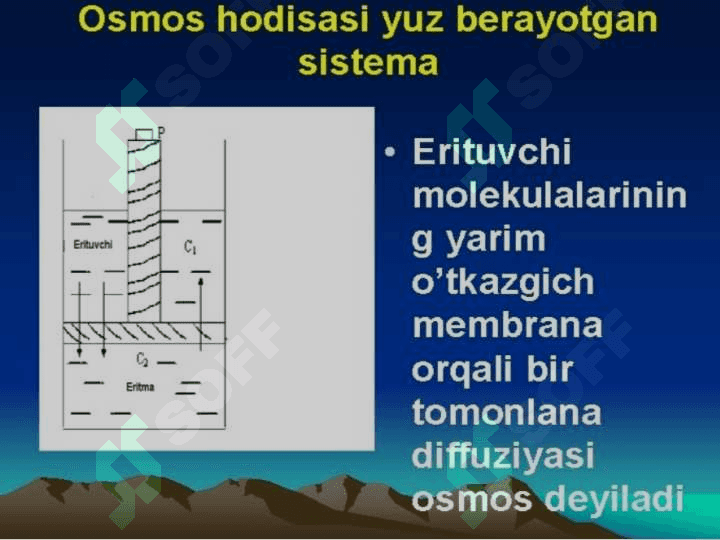 Osmos . Raul qonunlari . Eritmalarning fizik-kimyoviy xossalari . Brensted nazariyasi . Lyuis nazariyasi 3
