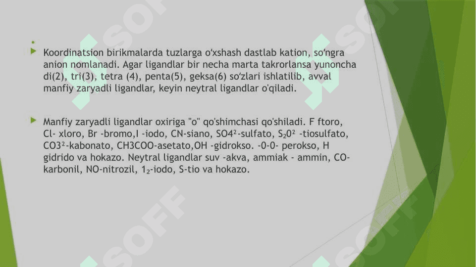 Koordinatsion birikmalar 4