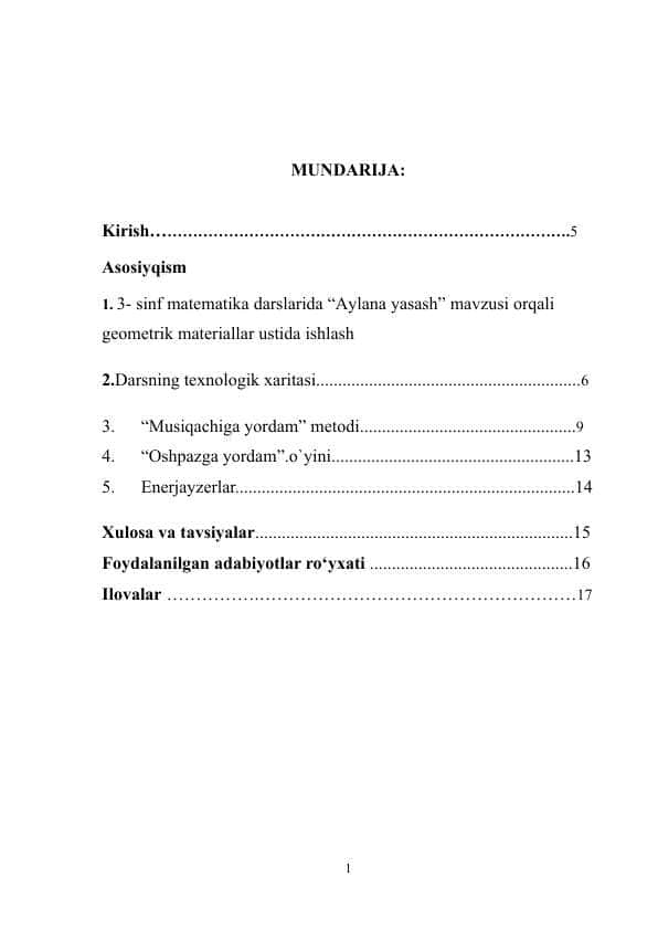 :3- sinf matematika darslarida “Aylana yasash” mavzusi orqali geometrik materiallar ustida ishlash 1