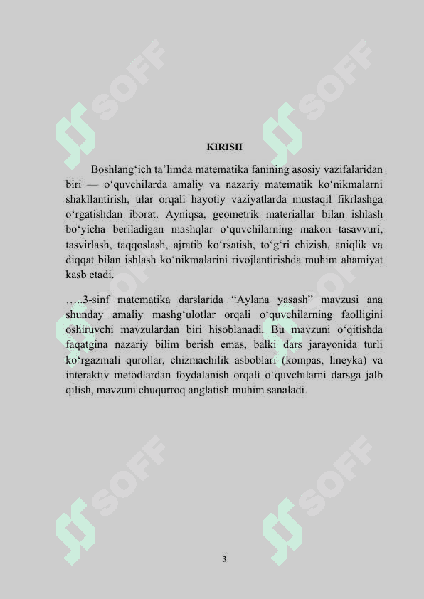 :3- sinf matematika darslarida “Aylana yasash” mavzusi orqali geometrik materiallar ustida ishlash 3