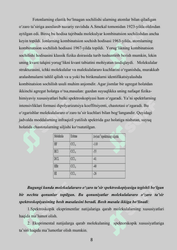 Yorug'likning sochilishi . Optika fanidan kurs ishi 8