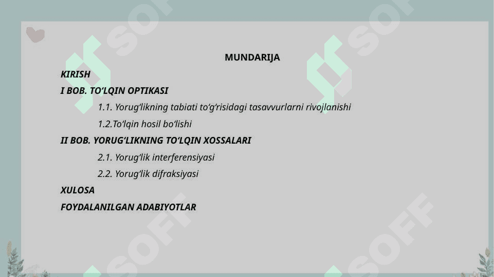 Yorug'likning to'lqinlari . Yorug'lik to'lqinlari ko'rinish sohasi 2